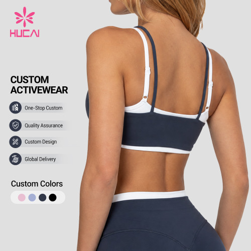 Custom Double Layer Strap Contrast Sports Bra for Private Label Brands
