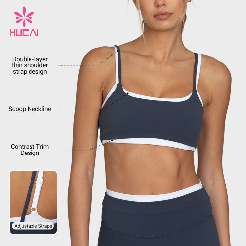 Custom Double Layer Strap Contrast Sports Bra for Private Label Brands