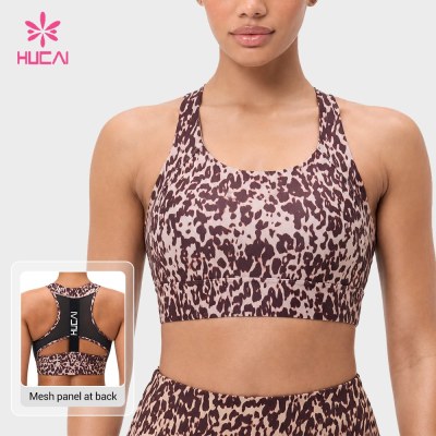 Custom Printed Mesh Back Cut-Out Sports Bra for Activewear Labels