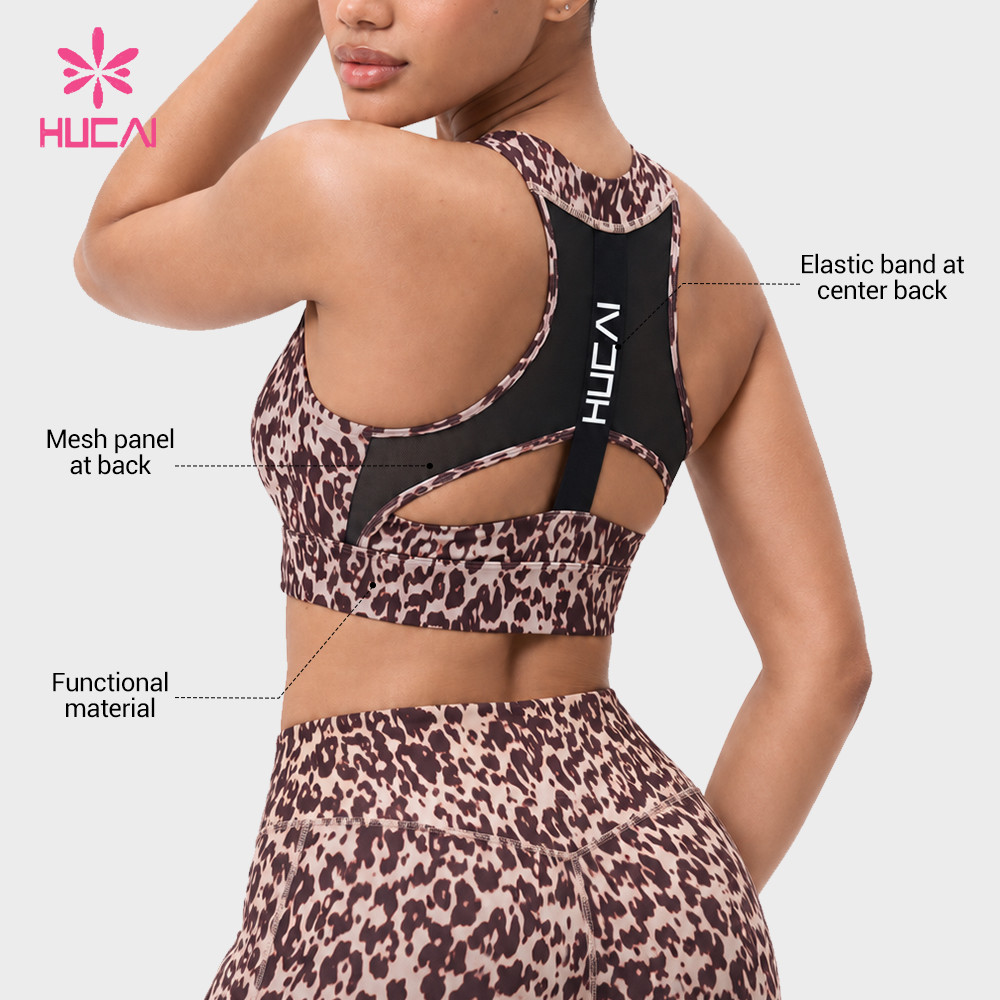 Custom printed sports bra side view showing the cut-out side wing and underband