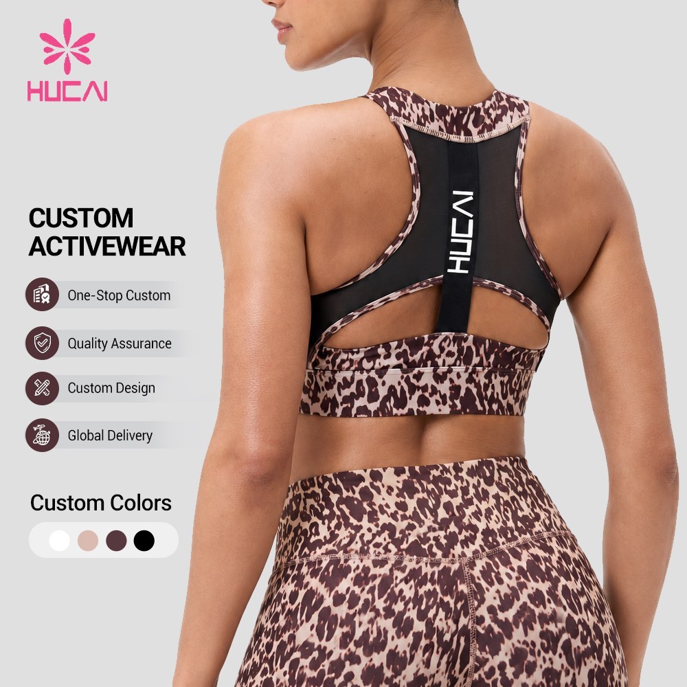 Custom printed sports bra with custom colour swatch strip and service panel