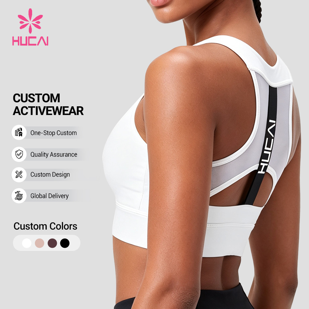 Custom sports bra with custom colour swatch strip and service panel