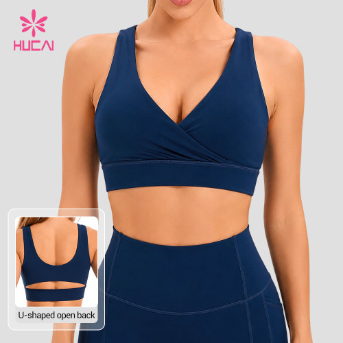 Custom Crossover Wrap Front Sports Bra for Women's Sportswear Labels