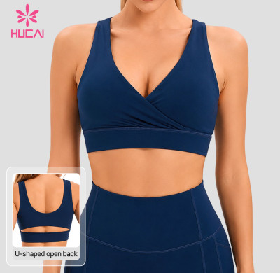 Custom Crossover Wrap Front Sports Bra for Women's Sportswear Labels