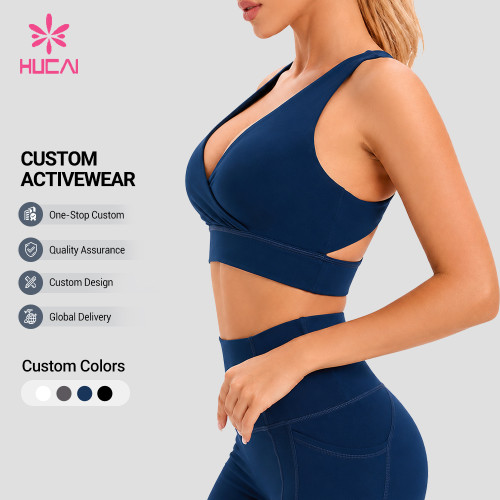 Custom Crossover Wrap Front Sports Bra for Women's Sportswear Labels