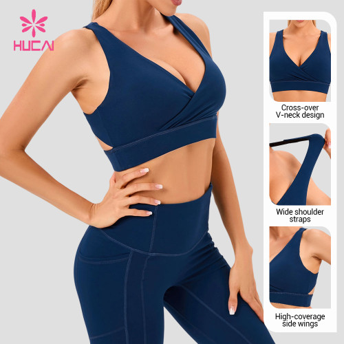 Custom Crossover Wrap Front Sports Bra for Women's Sportswear Labels