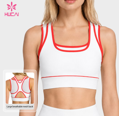 Custom Square Neck Contrast Trim Sports Bra - Wholesale Supply for Labels