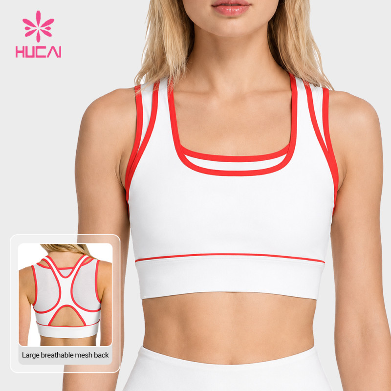 Custom Square Neck Contrast Trim Sports Bra - Wholesale Supply for Labels
