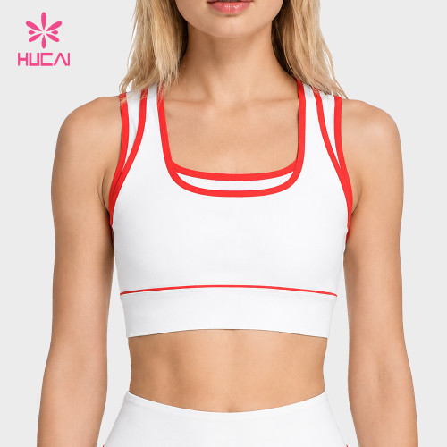 Custom Square Neck Contrast Trim Sports Bra - Wholesale Supply for Labels