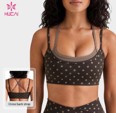 Custom Double Layer Polka Dot Sports Bra for Private Label Orders