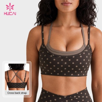 Custom Double Layer Polka Dot Sports Bra for Private Label Orders