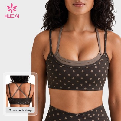 Custom Double Layer Polka Dot Sports Bra for Private Label Orders