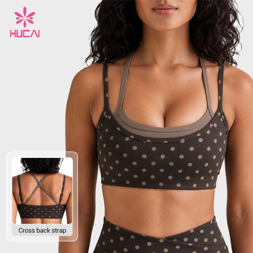 Custom Double Layer Polka Dot Sports Bra for Private Label Orders