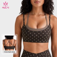 Custom Double Layer Polka Dot Sports Bra for Private Label Orders