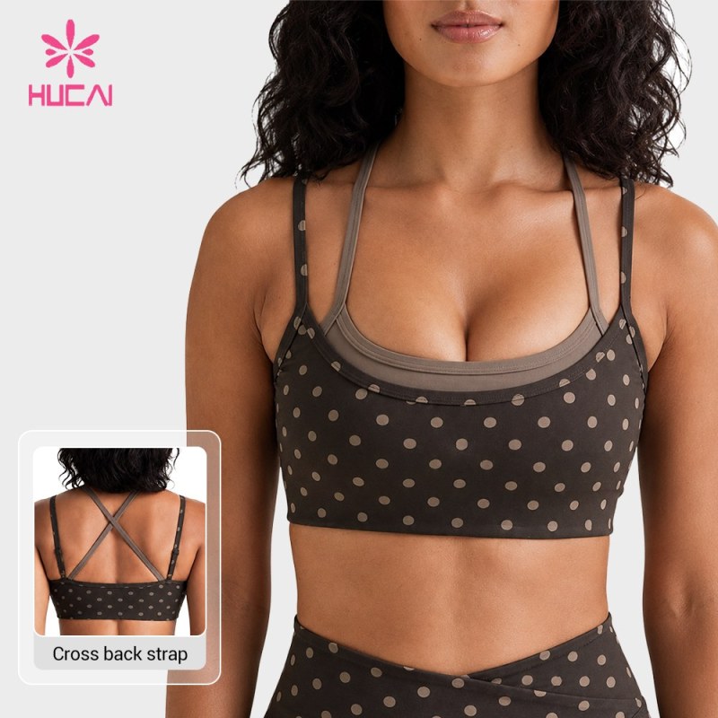 Custom Double Layer Polka Dot Sports Bra for Private Label Orders