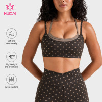 Custom Double Layer Polka Dot Sports Bra for Private Label Orders