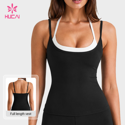 Custom Longline Vest Sports Bra with Contrast Inner Layer for Brands