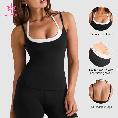 Custom Longline Vest Sports Bra with Contrast Inner Layer for Brands