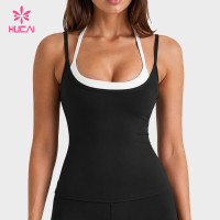 Custom Longline Vest Sports Bra with Contrast Inner Layer for Brands