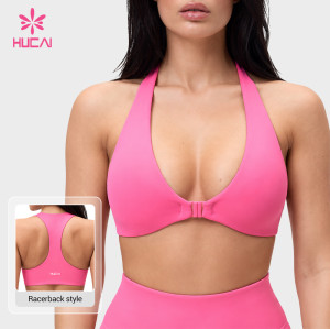 Custom Halter Front Closure Sports Bra - Private Label Production