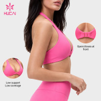 Custom Halter Front Closure Sports Bra - Private Label Production