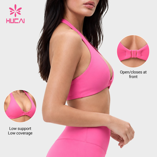 Custom Halter Front Closure Sports Bra - Private Label Production