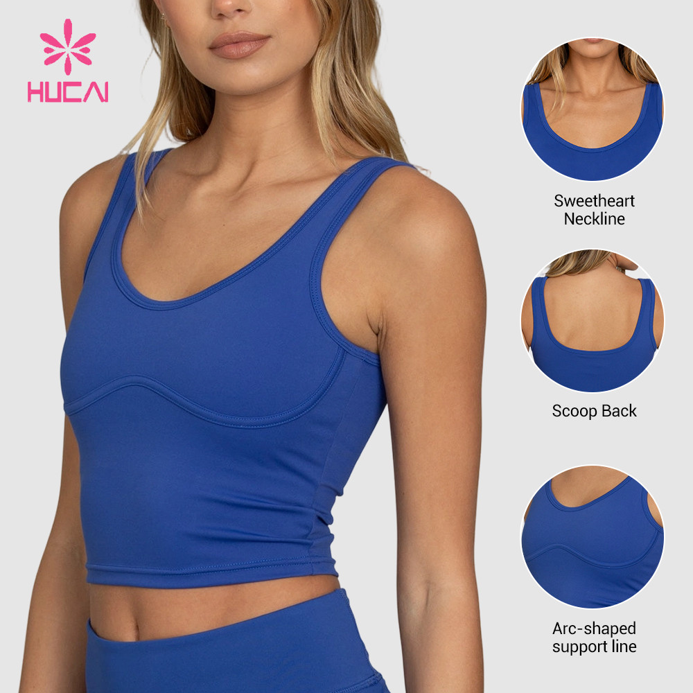 Custom bra top three-quarter view showing the arc seam and side gather