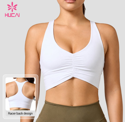 Custom Ruched Front Racerback Sports Bra - OEM Service for Labels