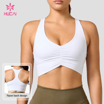 Custom Ruched Front Racerback Sports Bra - OEM Service for Labels