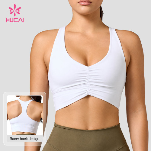 Custom Ruched Front Racerback Sports Bra - OEM Service for Labels