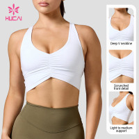 Custom Ruched Front Racerback Sports Bra - OEM Service for Labels
