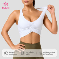 Custom Ruched Front Racerback Sports Bra - OEM Service for Labels