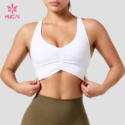 Custom Ruched Front Racerback Sports Bra - OEM Service for Labels