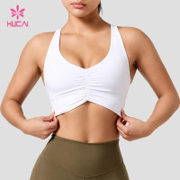 Custom Ruched Front Racerback Sports Bra - OEM Service for Labels