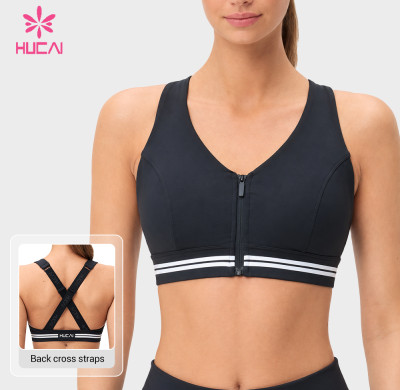 Custom Front Zip Cross Back Sports Bra - Private Label Supply Program