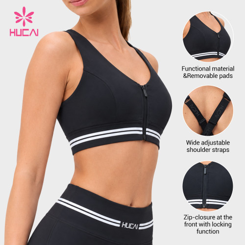 Custom Front Zip Cross Back Sports Bra - Private Label Supply Program