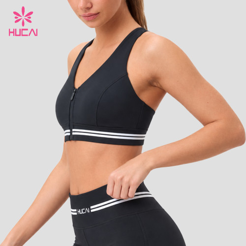 Custom Front Zip Cross Back Sports Bra - Private Label Supply Program