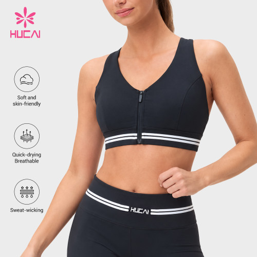 Custom Front Zip Cross Back Sports Bra - Private Label Supply Program