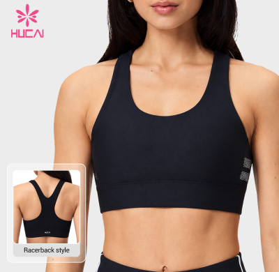 Custom Racerback Sports Bra with Side Mesh Vents for OEM Bulk Orders