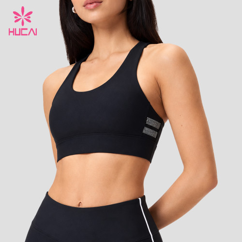 Custom Racerback Sports Bra with Side Mesh Vents for OEM Bulk Orders