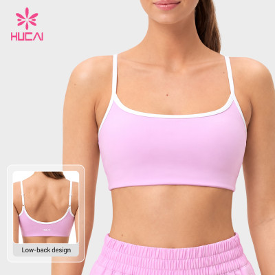 Custom Thin Strap Low-Back Sports Bra with Contrast Edging for Studio and Lounge Brands
