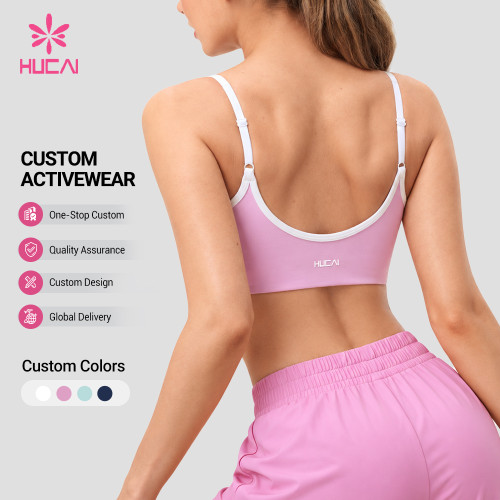 Custom Thin Strap Low-Back Sports Bra with Contrast Edging for Studio and Lounge Brands