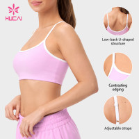 Custom Thin Strap Low-Back Sports Bra with Contrast Edging for Studio and Lounge Brands