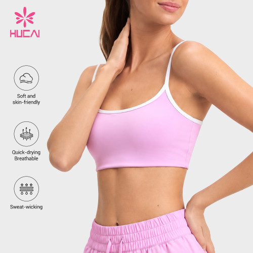 Custom Thin Strap Low-Back Sports Bra with Contrast Edging for Studio and Lounge Brands