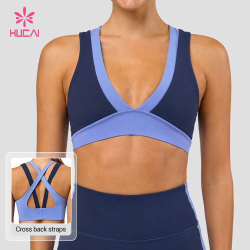 Custom Layered Neckline Cross Back Sports Bra - OEM Wholesale Supply