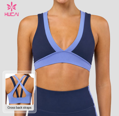 Custom Layered Neckline Cross Back Sports Bra - OEM Wholesale Supply