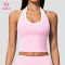 Custom Halter Neck Longline Sports Bra with Contrast Piping for Dance and Studio Labels