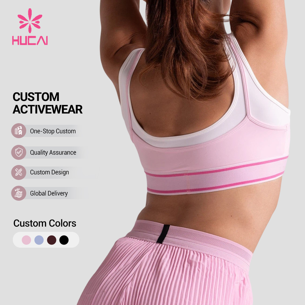 Custom sports bra with custom colour swatch strip and service panel