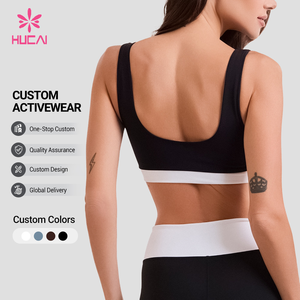 Custom sports bra with custom colour swatch strip and service panel
