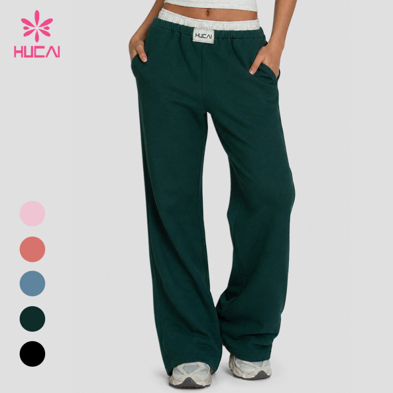 Custom Wide Leg Sweatpants with Double Layer Waistband - ODM Service
